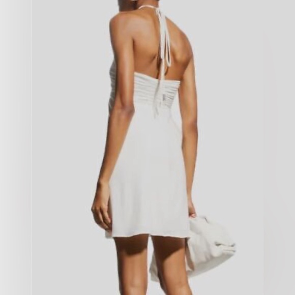 NWT Halston Heritage Fia Halter Jersey Mini Dress in Chalk White - Picture 3 of 7